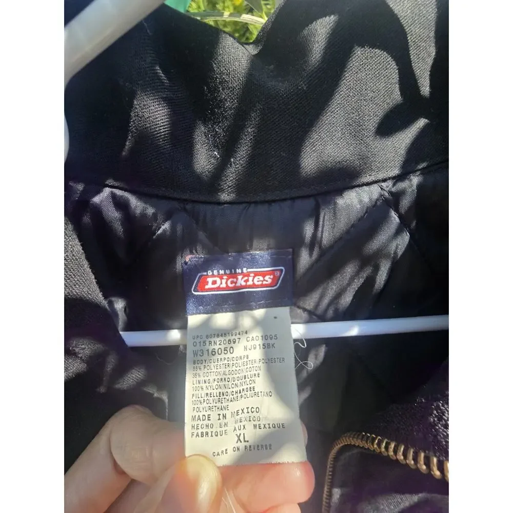 Dickies Mechanics Jacket Mens XL Black Quilted Lined Canvas Coat workwear skate